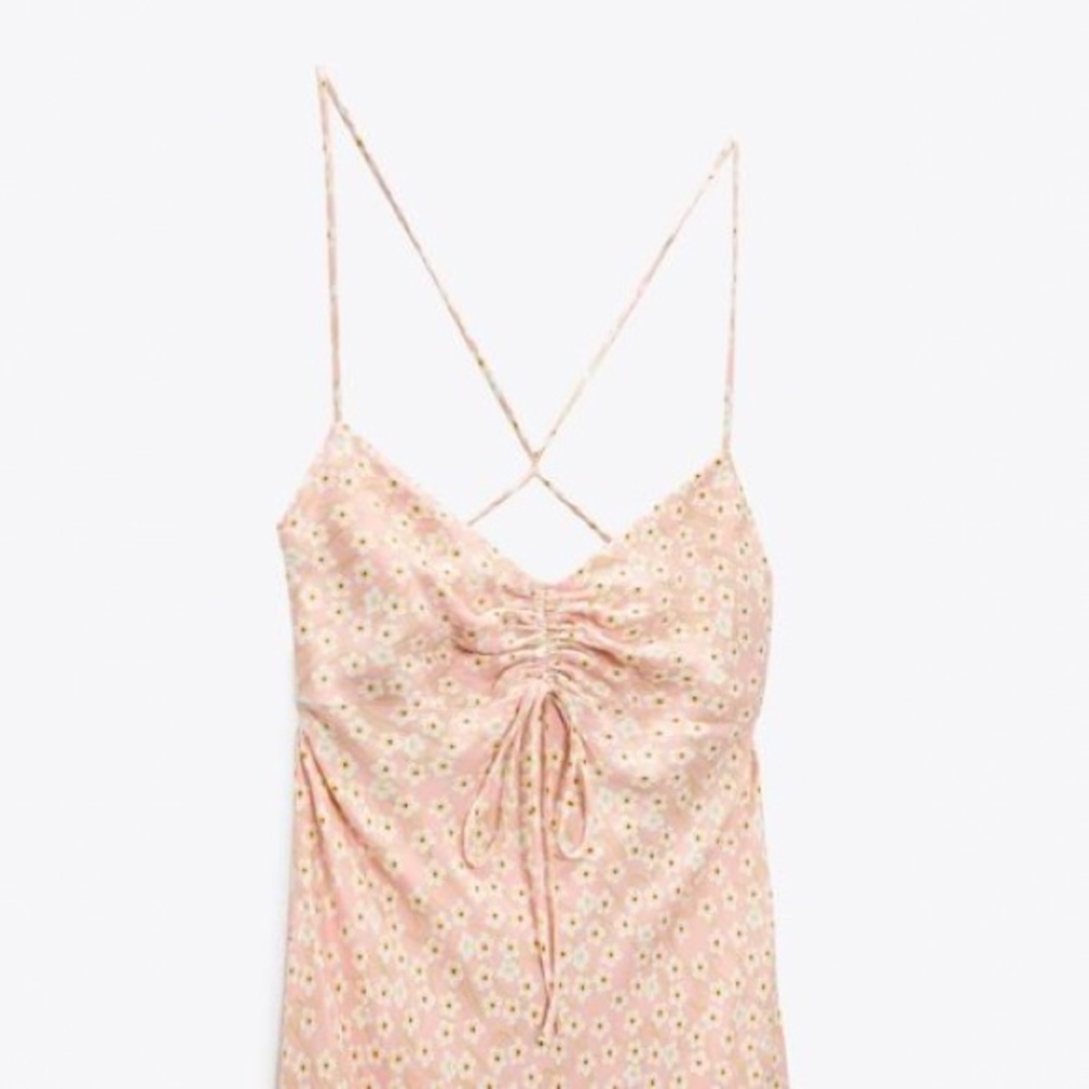 Zara Satin Effect Floral Print Slip Dress